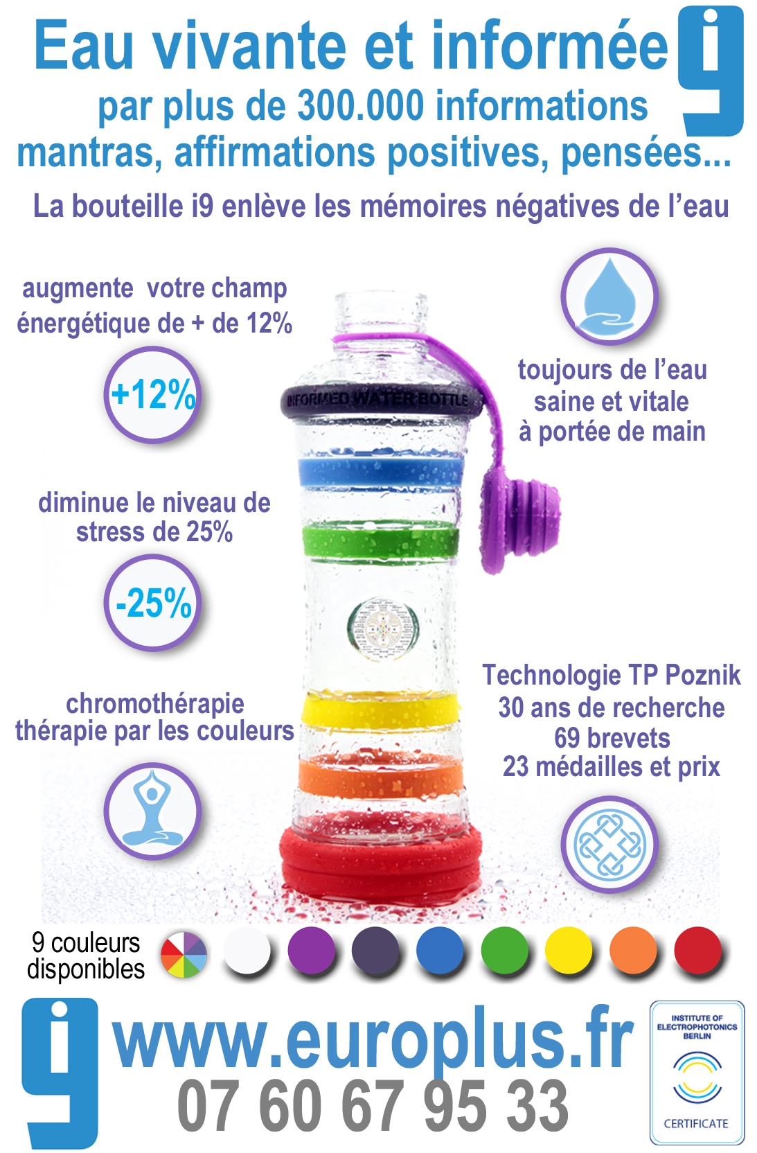 bouteille d'eau, bouteille i9 chakra en Rhône alpes